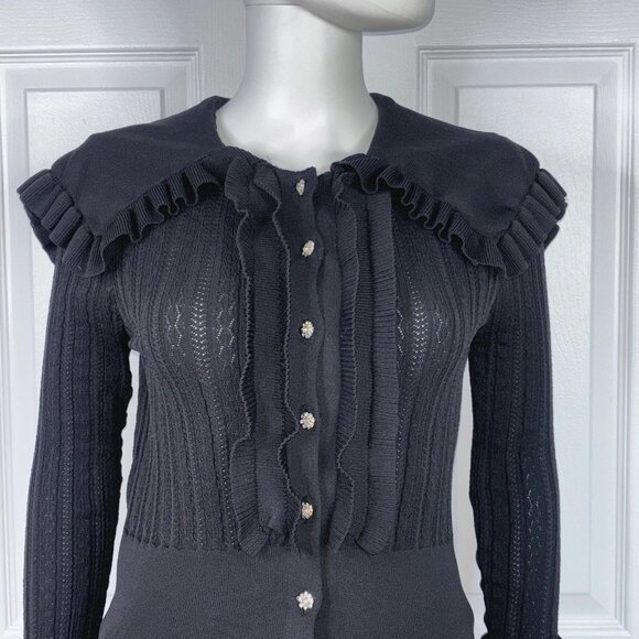 ZARA women's black knit cardigan small LIKE NEW!! - Picture 2 of 3